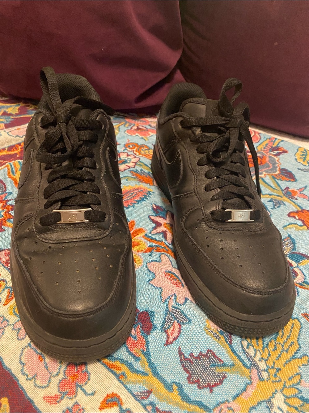 Nike Air AF-1 Men's All-Black Low-Top Leather Sneakers